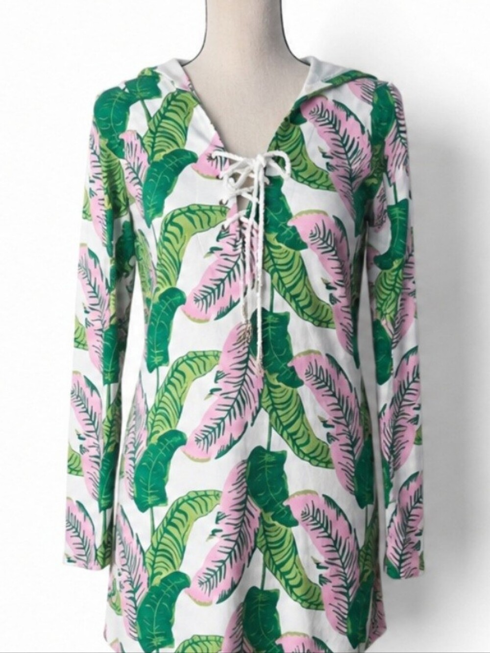 Macbeth Collection by Margaret Josephs Tropical Hooded Cover-Up Dress Large - Picture 5 of 9